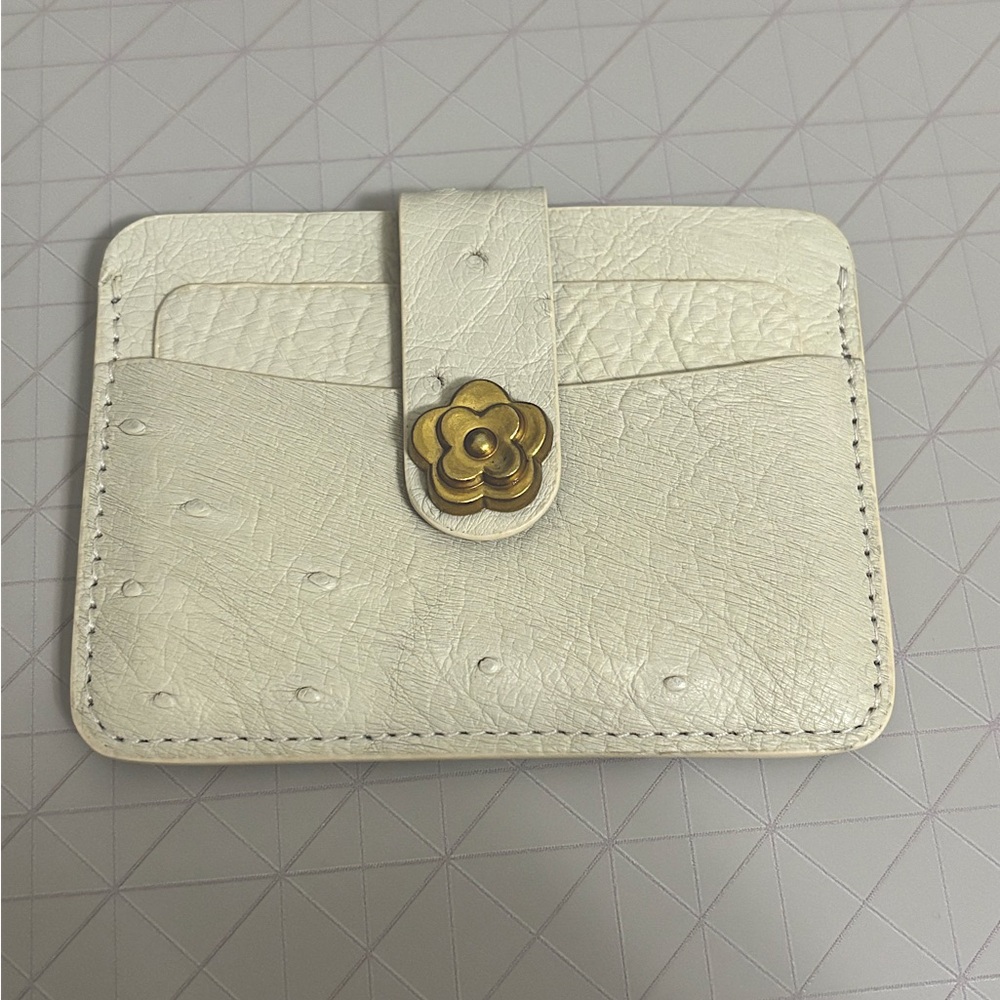 Off white Ostrich Leather Card Holder